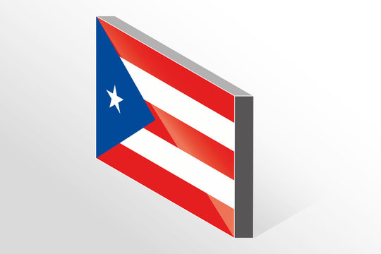 3D Isometric Flag Illustration of the country of  Puerto Rico