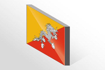 3D Isometric Flag Illustration of the country of  Bhutan