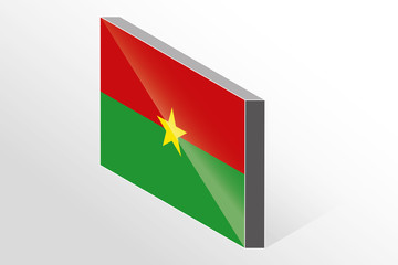 3D Isometric Flag Illustration of the country of  Burkina Faso