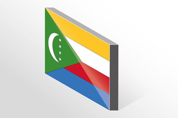 3D Isometric Flag Illustration of the country of  Comoros