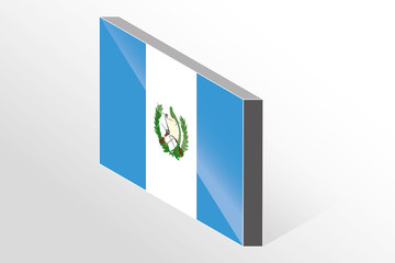 3D Isometric Flag Illustration of the country of  Guatemala