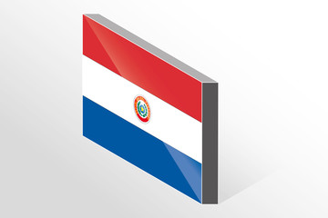 3D Isometric Flag Illustration of the country of  Paraguay