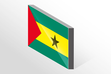 3D Isometric Flag Illustration of the country of  Sao Tome E Pri