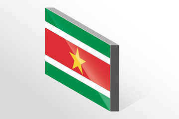 3D Isometric Flag Illustration of the country of  Suriname