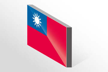 3D Isometric Flag Illustration of the country of  Taiwan
