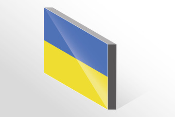 3D Isometric Flag Illustration of the country of  Ukraine