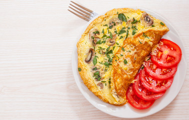 Omelet with mushrooms and cheese