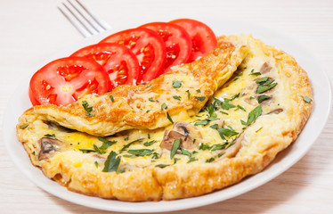 Omelet with mushrooms and cheese