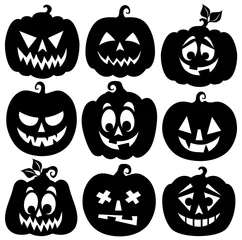 Printed kitchen splashbacks For kids Pumpkin silhouettes theme set 1