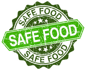 safe food green round retro style grunge seal