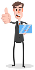 Flat Businessman Tablet Thumb