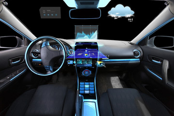 car salon with navigation system and meteo sensors