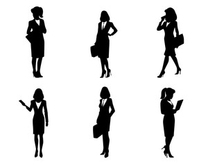 Obraz na płótnie Canvas Six businesswomen silhouettes