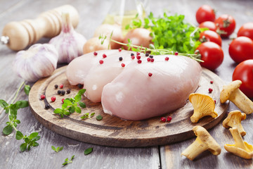 Chicken fillet with vegetables and chanterelles