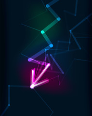 Glowing arrow in dark space