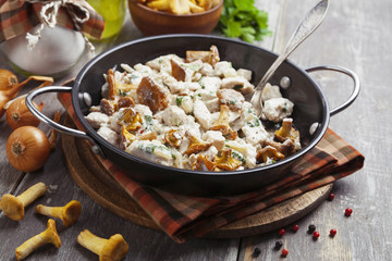 Chicken fillet with mushrooms and cream