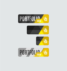 Portfolio button, futuristic hi-tech UI design