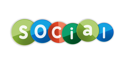 Word concept on color geometric shapes - social