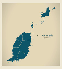 Modern Map - Grenada with parishes GD
