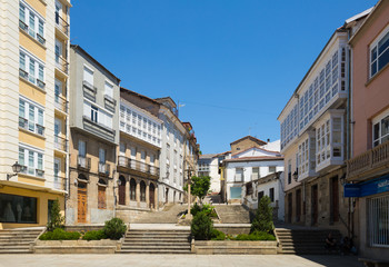 Fototapeta na wymiar Street at historical part of Monforte de Lemos