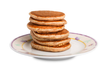 Pancakes stack on white background