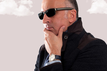 View of a handsome man thinking