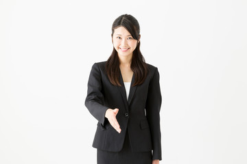 asian businesswoman on white background