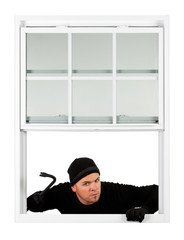 Burglar: Coming In Window with Crowbar
