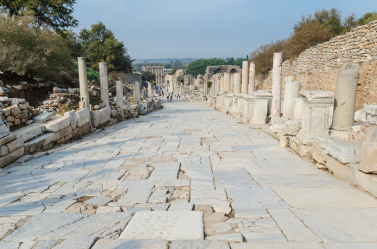 Marble street in ancient Ephesus city, Selcuk, Turkey