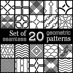 Vector set of 20 geometric seamless patterns.