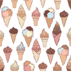 Vector seamless ice-cream pattern.