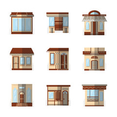 Storefronts flat color icons