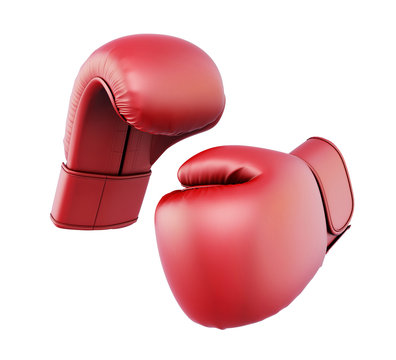 Red boxing gloves isolated  on white background