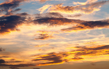 colorful dramatic sky with cloud at sunset