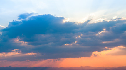 colorful dramatic sky with cloud at sunset