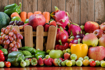 Group of fresh vegetables and fruits organics for healthy 