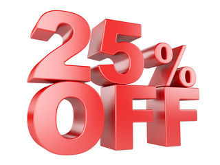 25 percent off 3d icon.