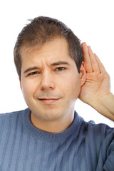 Obraz premium Young man listening to gossip