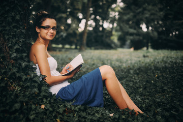 Woman studying outdoor