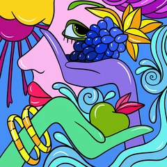 Poster Abstraction classique Fantaisie abstraite avec des fruits