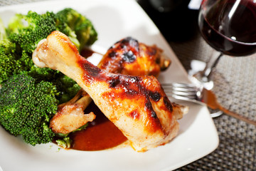 Chicken legs with broccoli