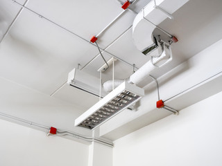 fluorescence lamp installed on ceiling