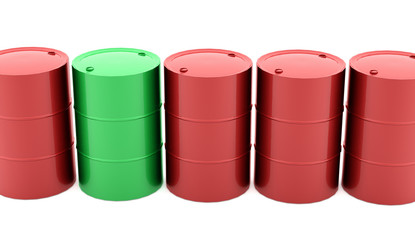 Petrol barrels on white background rendered