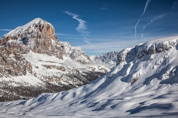 Scenic Dolomites Winter Mountains in Italy