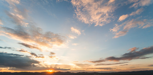 Fototapeta premium colorful dramatic sky with cloud at sunset