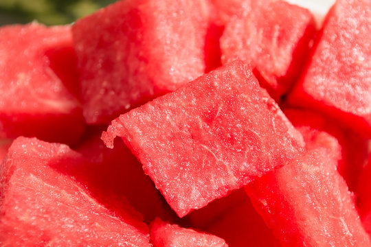Pieces red watermelon, closeup