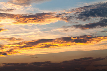 colorful dramatic sky with cloud at sunset