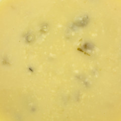 Close view of cream of celery soup