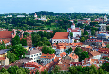 Fototapeta na wymiar Vilnius, view on Prechistenskiy Cathedral and Church of St. Anne