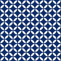 Seamless Intersecting Geometric Vintage Navy Blue Circle Pattern